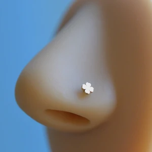 Cerrahi Çelik Gold Renk Çelik Burun Piercing Yonca Model Hızma