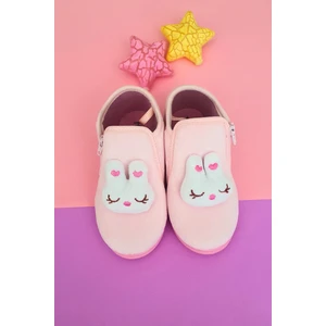 First Step Tavşan Aksesuarlı Fermuarlı Kadife Panduf