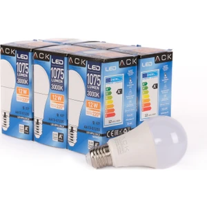 12W LED Ampul 3000K Günışığı E27 6'lı Eko Paket