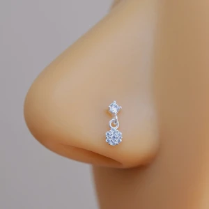 925 Ayar Gümüş Çiçek Sallantılı Burun Hızma Piercing