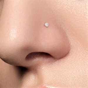 Cerrahi Çelik Silver Renk Tek Taş Burun Piercingi Nostril Screw Çelik Hızma