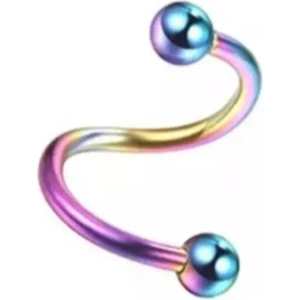 Hologram Renkli Renk Cerrahi Çelik Spiral Piercing Kulak Dudak Burun Kaş Kıvrımlı Piercing