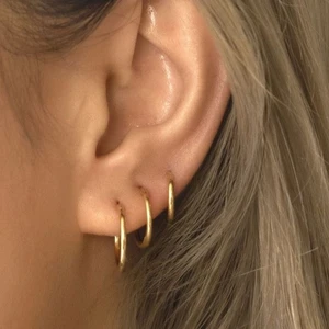 Cerrahi Çelik Düz Halka Küpe Seti 6 Parça Gold Renk