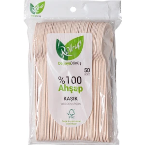 Roll Up Doğaya Dönüşümlü Ahşap Tahta Kaşık 50'li