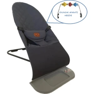Bebek Anakucağı - KADEMELİ-SALLANIR  - KOYU GRİ - BABY BOUNCER-Oyuncak aparatı hediyelidir.