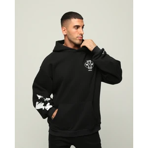 Owut Collection Siyah Erkek Oversize Kapüşonlu Yazı Baskılı Içi Yumuşak Tüylü Sweatshirt