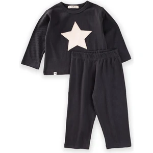 Yıldız Aplikeli Pijama Takım Antrasit