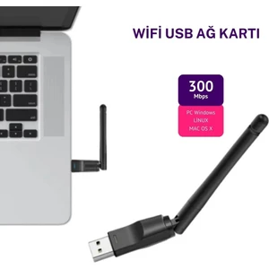 Electrimax 300 Mbps Uyumlu  Antenli Wireless Adaptör Wifi Alıcı