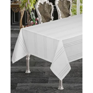 Keten Efektli Polyester Kumaş Çizgili Masa Örtüsü