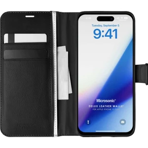 Apple iPhone 15 Plus Kılıf Delux Leather Wallet Siyah