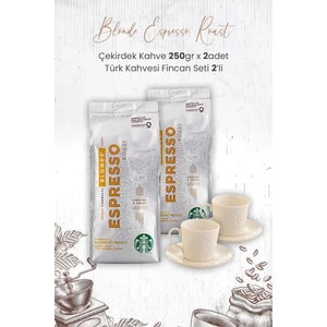 Blonde Espresso Roast Çekirdek Kahve 250 gr x 2 Adet ve Türk Kahvesi Fincan Seti 2'li