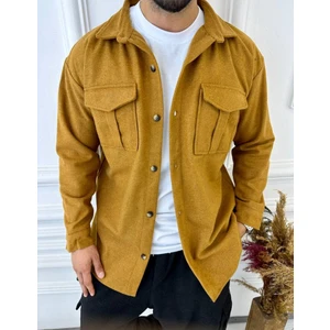 Elku Moda Kaşe Oversize Çift Cepli Salaş Kalın Ceket Gömlek
