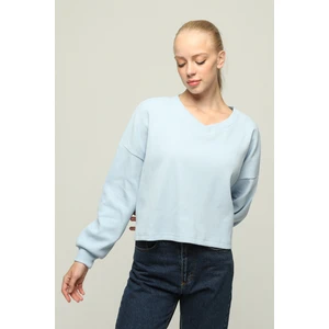 Owut Collection Kadın V Yaka Uzun Kol Oversize Özel Kumaş Bluz