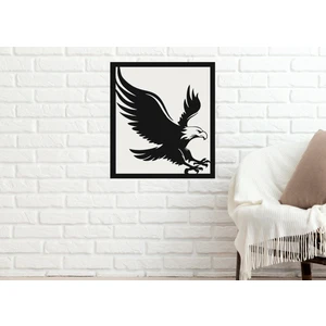 Dekor Treni Ak Başlı Siyah Kartal Dekoratif Ahşap Duvar Dekoru