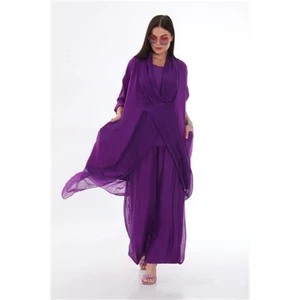 Bohem Stil Italyan Ipek Detaylı Oversize Kap BluzWes Pantolon Takım