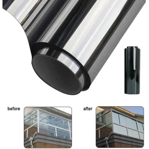 NEWVARIO Amerikan Çizilmez Gümüş Aynalı Cam Filmi 75x200 cm UV Korumalı Kolay Uygulama