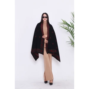Güllü Model- Kadın,genç,anne,triko Omuz Şalı- Siyah-Bordo