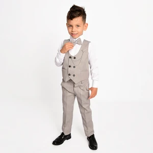 Merdia Kids Erkek Çocuk Smokin Takım Elbise 6 Düğmeli Yelekli Papyonlu Zincirli