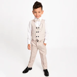 Merdia Kids Erkek Çocuk Smokin Takım Elbise 6 Düğmeli Yelekli Papyonlu Zincirli
