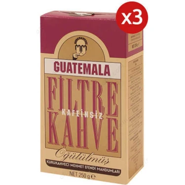 Kurukahveci Mehmet Efendi  Guatemala Kafeinsiz Kahve 250 gr x 3