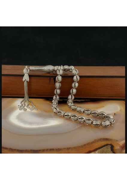 Beyaz Zirkon Taşlı Model 925 Ayar Gümüş Tesbih