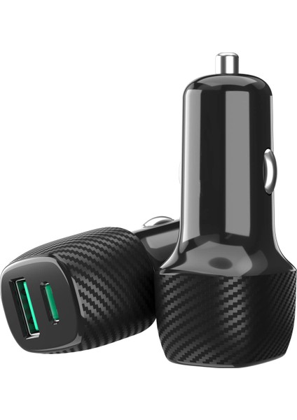 Universal Type-C ve USB Girişli Araç Metal Çakmaklık Şarj Aleti Çift Girişli Araba Yeni Nesil Girişli Çakmak Soketi