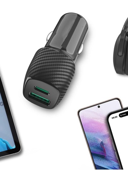 Universal Type-C ve USB Girişli Araç Metal Çakmaklık Şarj Aleti Çift Girişli Araba Yeni Nesil Girişli Çakmak Soketi