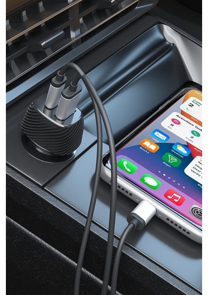 Universal Type-C ve USB Girişli Araç Metal Çakmaklık Şarj Aleti Çift Girişli Araba Yeni Nesil Girişli Çakmak Soketi