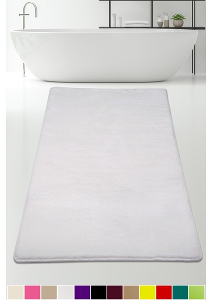 Elite Krem 120X180 cm Büyük Ebat Pufidik Banyo Halısı Köşeli Peluş Kaymaz Banyo Paspası