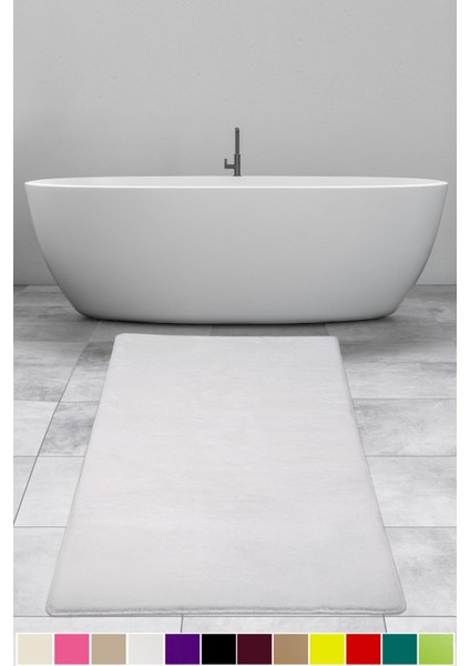 Elite Krem 120X180 cm Büyük Ebat Pufidik Banyo Halısı Köşeli Peluş Kaymaz Banyo Paspası