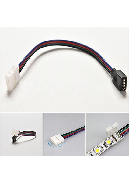 LED Konnektör Ekleme Soket Rgb 4 Pin Dişi ve LED Ekleme K62 10 Adet