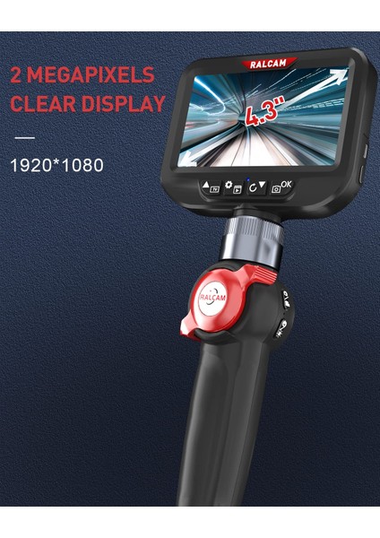 4.3 Inc LCD Ekran, 8.5mm Eklemli Borescope Muayene Kamerası - 1m