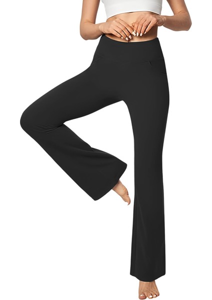Kadın Bootcut Yüksek Bel Yoga Egzersiz 4 Cepli Karın Kontrolü Ispanyol Paça Tayt fiyatları
