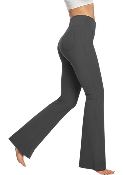 Kadın Bootcut Yüksek Bel Yoga Egzersiz 4 Cepli Karın Kontrolü Ispanyol Paça Tayt modelleri