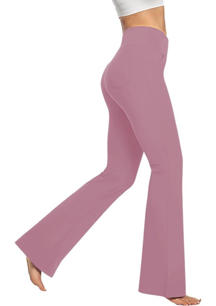 Kadın Bootcut Yüksek Bel Yoga Egzersiz 4 Cepli Karın Kontrolü Ispanyol Paça Tayt modelleri