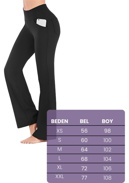 Kadın Bootcut Yüksek Bel Yoga Egzersiz 4 Cepli Karın Kontrolü Ispanyol Paça Tayt indirimleri