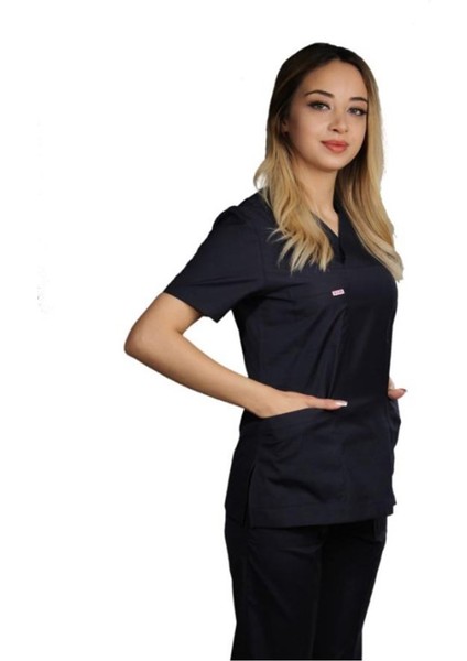 Siyah Hemşire Forması Scrubs