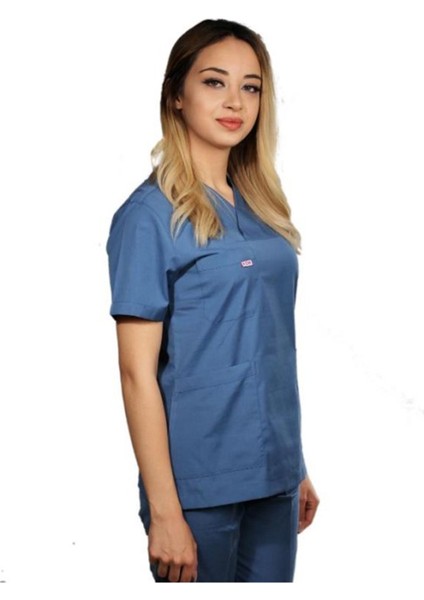 Petrol Mavi Mavi Hemşire Forması Scrubs