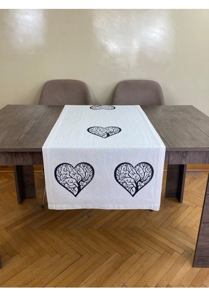 Hayat Ağacı Desenli Runner Tahta Baskılı Taş Baskı Buldan Işi Pamuklu Keten Bezi Şömen Ranır Kalpli fırsatları