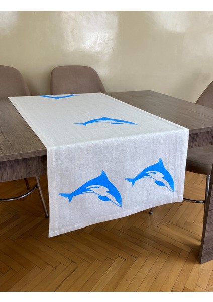 Balina Desenli Runner Tahta Baskılı Taş Baskı Buldan Işi Pamuklu Keten Bezi Şömen Ranır Masa Örtüsü modelleri