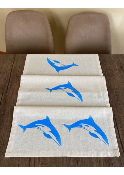 Balina Desenli Runner Tahta Baskılı Taş Baskı Buldan Işi Pamuklu Keten Bezi Şömen Ranır Masa Örtüsü fırsatları