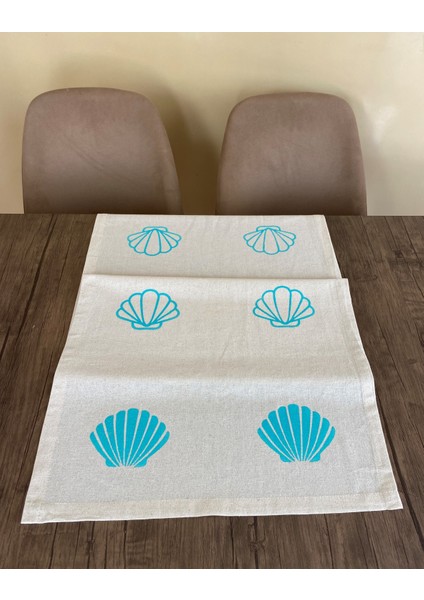 Deniz Kabuğu Desenli Runner Tahta Baskılı Taş Baskı Buldan Işi Pamuklu Keten Bezi Şömen Ranır Kabuk modelleri