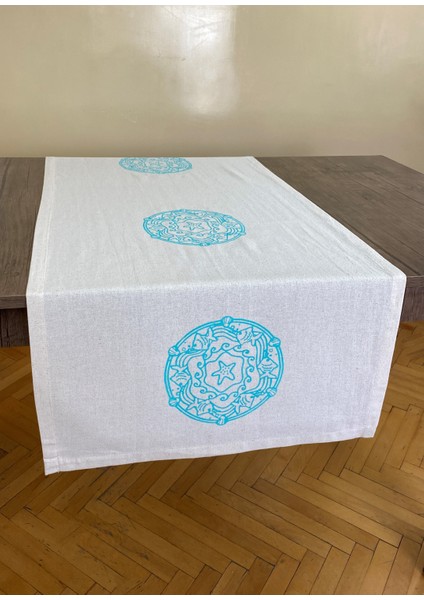 Akvaryum Desenli Runner Tahta Baskılı Taş Baskı Buldan Işi Pamuk Keten Bezi Şömen Ranır Masa Örtüsü modelleri