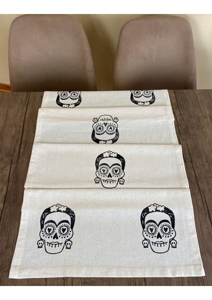 Kuru Kafa Desenli Runner Tahta Baskılı Taş Baskı Buldan Işi Pamuklu Keten Bezi Şömen Ranır Kafalı indirimleri