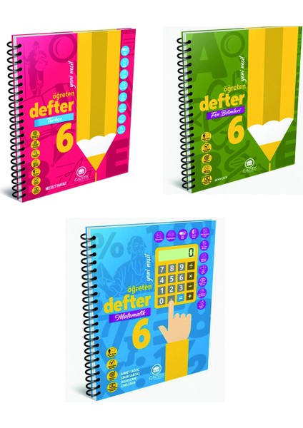 Çanya Yayınları 6. Sınıf Öğreten Defter Türkçe + Matematik + Fen Bilimleri