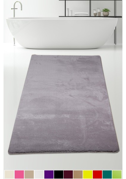 Elite Gri 150X230 cm Büyük Ebat Peluş Banyo Paspası Kaymaz Pufidik Banyo Halısı