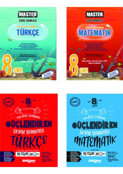 8.Sınıf Güçlendiren ve Okyanus 8.Sınıf Master - Türkçe + Matematik Soru Bankası Seti