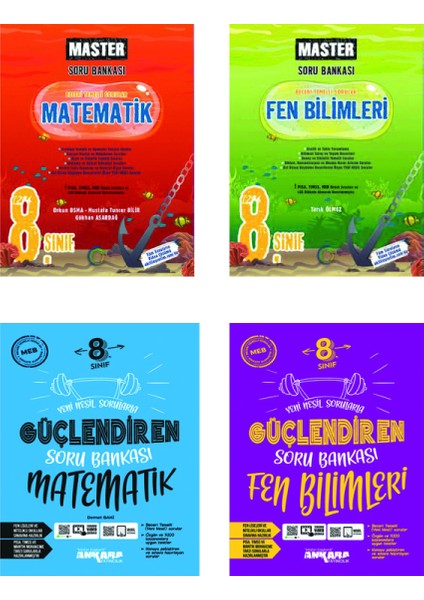 8.Sınıf Güçlendiren ve Okyanus 8.Sınıf Master - Matematik + Fen Bilimleri Soru Bankası Seti