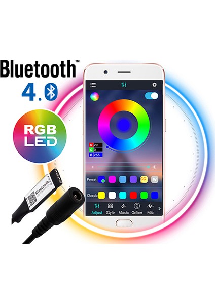 Rgb Şerit LED Kontrol Kart Kablosuz Bluetooth Dc Girişli