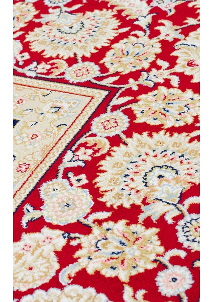 Isfahan Isf 03 Cream Red Klasik Desenli Yumuşak Dokulu Yüksek Kalite 150 Tarak Sık Dokuma Ipek Halı fırsatları